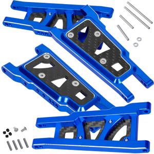 RC Suspension Arms A-Arms Upgrades Part for 1/10 Slash 4X4 VXL/Rustler 4X4 VXL/Stampede 4WD VXL,4PCS Aluminum Alloy Suspension A Arms Hops up,Navy Blue