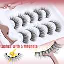 Magnetic Eyelashes with Eyeliner Natural Look Magnetic Lashes with Applicator No Glue Needed Cat Eye Lash Wispy Magnet Lash 5 Pairs with Magnet Eyeliner