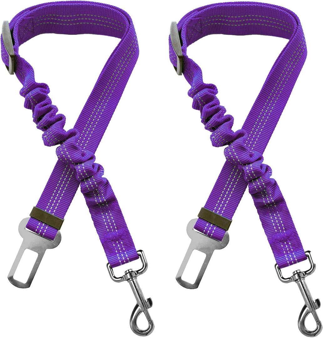 2 Dog Car Harness Seatbelt Seat Belt Leash Travel Accessories Bungee Anti Shock Pet Cat Adjustable Lead Clip Safety Seats Belts Purple