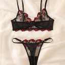 SweatyRocks Women's Valentines Lace Floral Lingerie Sets Sexy Mesh Bra and Panty Babydoll Outfits (Black, S)