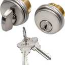 Storefront Double Cylinder Door Lock  Solid Brass Adams Rite Mortise Cylinder with SC Keyway & Keys, Commercial Replacement for Aluminum/Glass Storefront Doors (Silver, Cylinder + Thumbturn)
