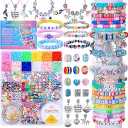 AIPRIDY 3600 Pcs Girls Toys Bracelet Making Kit, Unicorn/Mermaid Jewelry Activity, Flat College Style Beading for Friendship Jewelry Making, DIY Crafts for 4-12 Girls Birthday Christmas Gifts(Pink)