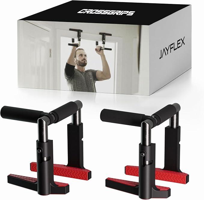 Jayflex CrossGrips Compact Pull Up Bar - Pull Up Bar Door Frame for Work from Home Fitness - Adjustable Door Frame Pullup Bar Handles - 250 lbs Capacity