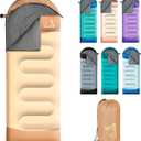 Sleeping Bags for Adults Kids - 3 Season Cold&Warm Weather Waterproof Camping Sleeping Bags - Lightweight Sleeping Bags for Camping Hiking Outdoor Travel (Earth&Beige)