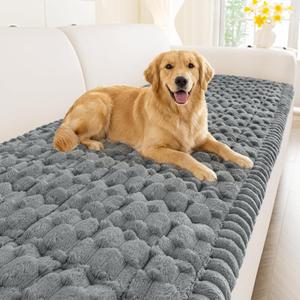 Smiry Couch Covers for Dogs Washable, Non-Slip Fuzzy Pet Couch Covers for Sofa, Soft Thick Sofa Slipcovers Furniture Protector Pet Friendly (Grey, 27.6" x 59")