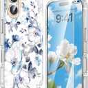 MILPROX Compatible with iPhone 17 Flowers Case 6.3 inch - Cute Floral Pattern Design for Women Girls - Slim Clear Elegant Pretty Aesthetic Classy Exquisite Retro Girly Phone Cover - Blossom