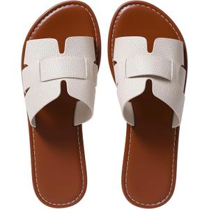 Women's Casual Round-Toe Flat Sandals, Comfortable Slip-On Slide Sandals for Everyday Wear, 40