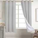 Diraysid 100% Blackout Curtains Light Grey Linen Curtains for Bedroom Grommet Thermal Insulated Room Darkening Drapes (Set of 2 Panels, W38 x L63 Inch)