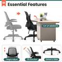 NEO CHAIR Office Desk Gaming Ergonomic Computer Chair with Lumbar Back Support Adjustable Height Swivel Rolling Wheels Flip-up Arms Mesh Chair for Home Vanity (Black)