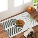 Abstract Boho Door Mat, Modern Century Modern Boho Terracotta Sun Welcome Mats Doormat for Front Door Porch Indoor Outdoor Entrance Entryway, Sun Bath Mat, 17x30 Inch