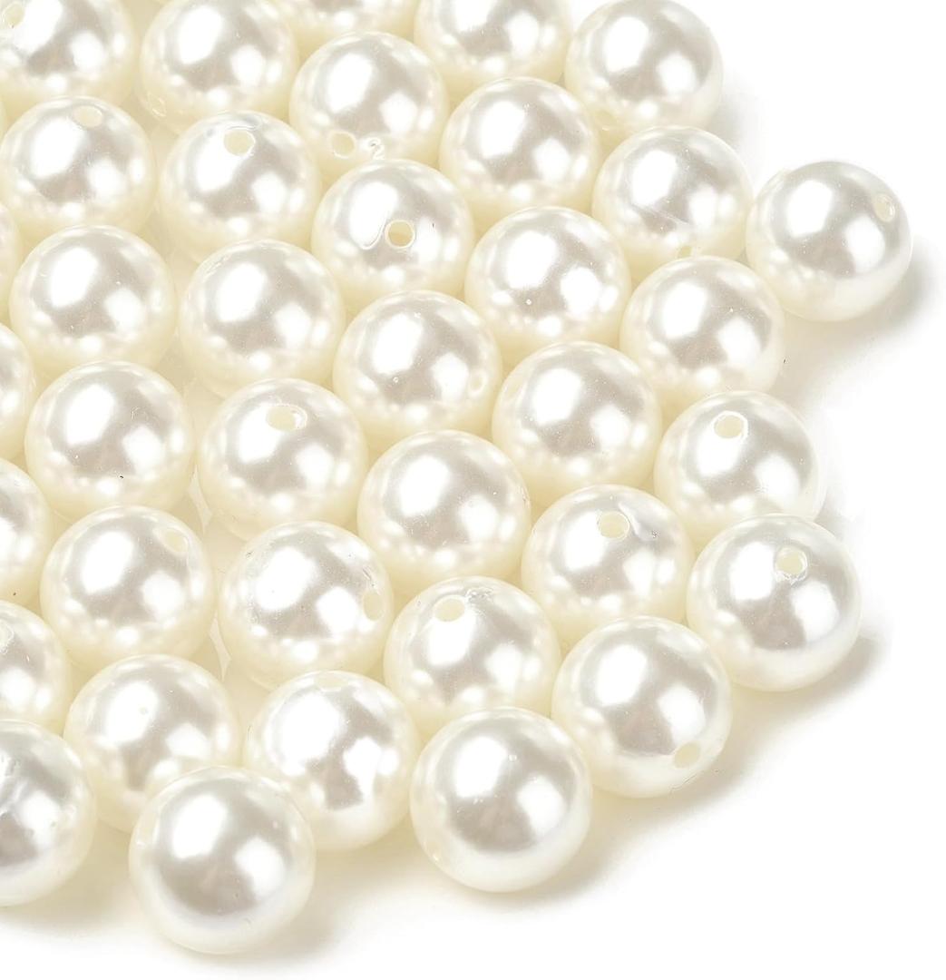 DanLingJewelry 120Pcs 20mm White Acrylic Pearl Beads Imitation Pearl Round Beads for DIY Craft Necklaces Bracelets Jewelry Making (120pcs - 20mm round - white)