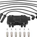 Ignition Coil and Spark Plug Wires Set for Chevy Equinox Express Impala Malibu Silverado Uplander GMC Savana Sierra 1500 Buick Lucerne Terraza Pontiac G6 Torrent Saturn Vue 3.4 3.5 3.9 4.3