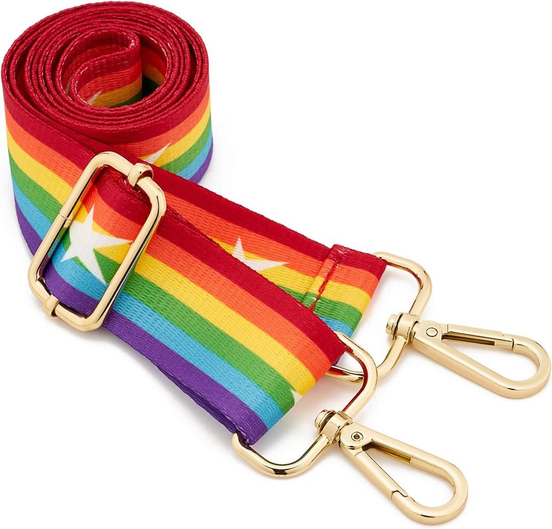 ZOOEASS Wide Shoulder Strap Adjustable Replacement Belt Crossbody Canvas Bag Handbag Wide: 1.4"(3.5cm)rainbow3