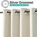 NICETOWN 2 Panels Weighted Patio Outdoor Curtains 95 inch Length, Home Fashion Microfiber Thermal Insulated Silver Stainless Steel Grommet Room Darkening Drapes for Terrace, Beige, W52 x L95