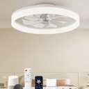 Smart Ceiling Fans with Light and Remote,20'' Low Profile Ceiling Fan with 6-Speed & Dimmable LED, Alexa/APP Home Voice Control, App, Reversible Airflow, App Timer, for BedroomWhite