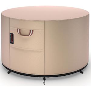 QH.HOME Fire Pit Cover Round-36" D X 24" H Inch Heavy Duty 900D Strong Tear-Resistant and UV Resistant and Waterproof and Fading Resistant Polyester Firepit Covers Round for Outdoor Fire Pit-Wheat