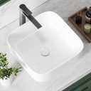 15x15 White Square Vessel Sink - Porcelain Bathroom Sink for Countertop, Above Mount Ceramic Basin, 15 Inch Round/ Rectangular Corner Sink without Overflow (385x385mm) 15.15"x15.15"x5.5"