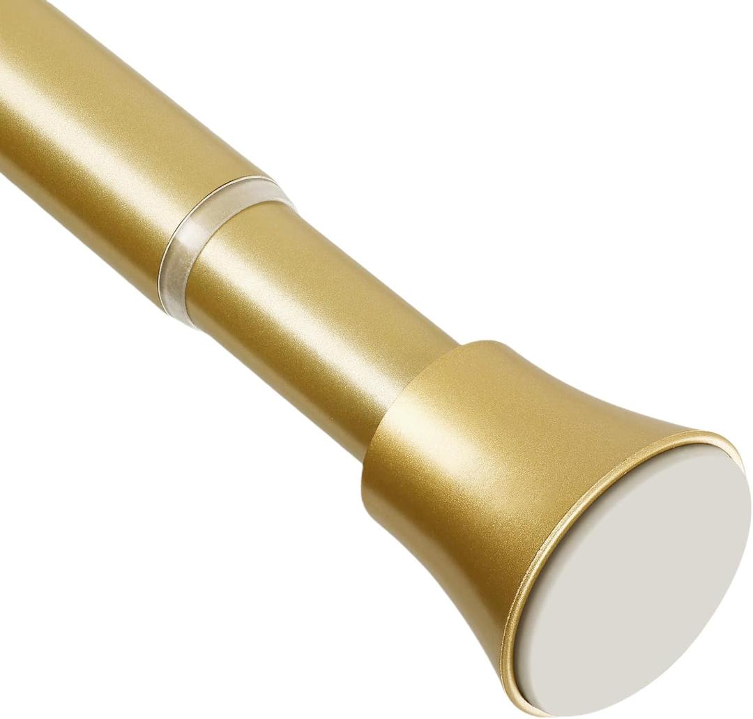 Gold Shower Curtain Rod - Tension Curtain Rod Adjustable 32 to 78 inch Spring Tension Shower Rod No Drilling Non Slip, Gold
