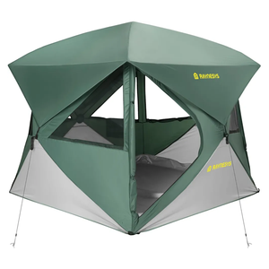 Camping Tent, 4 Person Tent for Camping, Setup in 60 Seconds, 4 Person Pop up Tents, Hub Tents, Water-Resistant, Windproof, Instant Cabin with Removable Floor, Portable