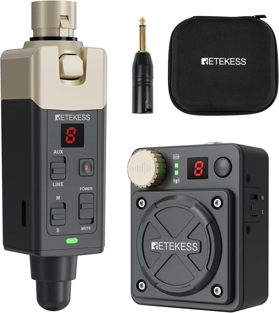 Retekess TA101 in Ear Monitor System,Wireless IEM System,Stereo/Mono,Low Latency, 8 Channels,Durable Transmitter and Beltpack Receiver for Recording Studio,Singer,Band Rehearsals and Live Performance