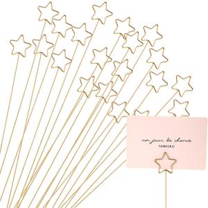 20Pcs Star Picture Holders for Centerpieces,Gift Card Bouquet Flower Card Holder Stick Place Photo Centerpieces for Table Flower Arrangement Valentine's Day(Gold)
