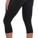 Women's High Waist Capri Leggings with Pockets Tummy Control Cropped Yoga Pants for Summer Fitness Workout Athletic (Black, S)