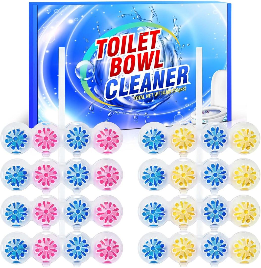 STRN Toilet Bowl Cleaners Rim Hanger, Toilet Bowl Cleaning Balls, Lemon & Magnolia Scents, Toilet Bowl Freshener, 5 Packs(32 balls)