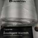 Bwarm Heated Mattress Pad ETL Certified Flower Bed Warmer with 9 Heat Settings, 1-12 Hours Auto Off Deep Pocket, Machine Washable, White (Full)