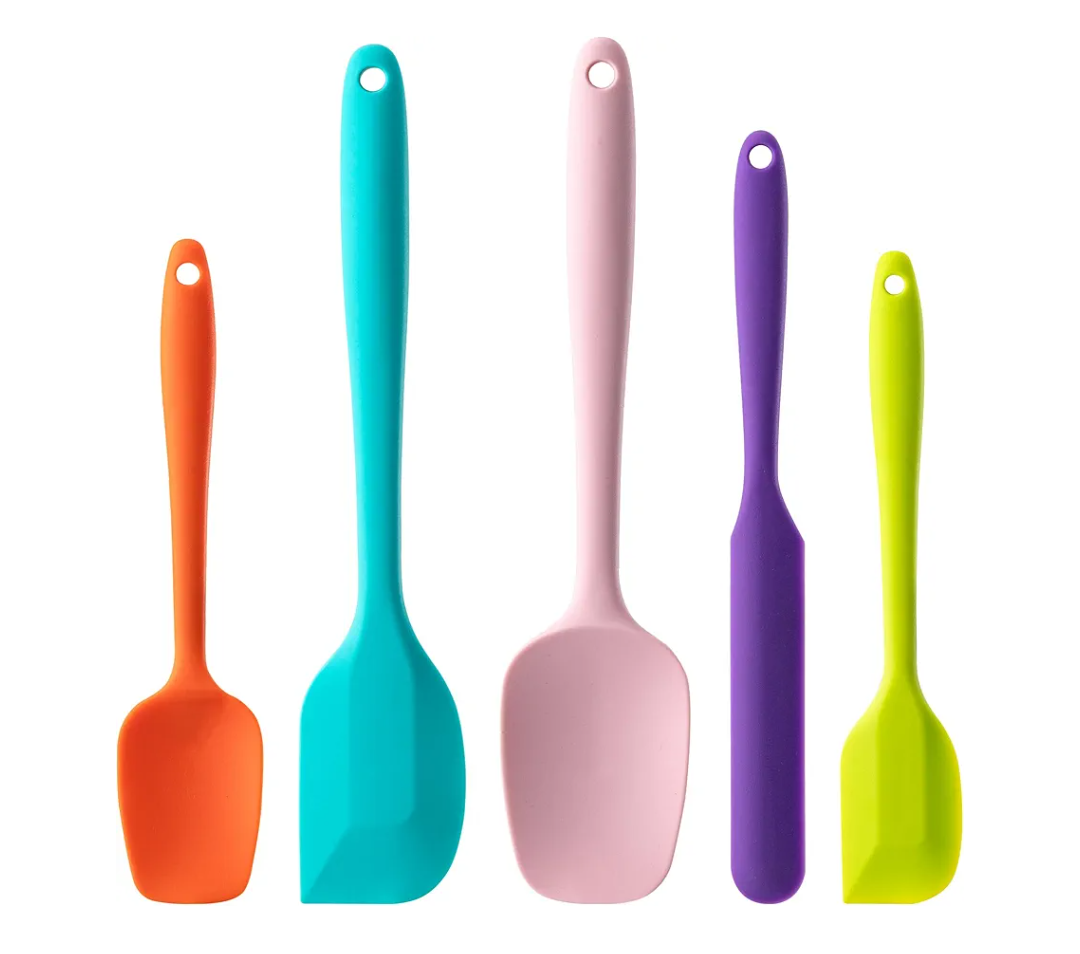 Silicone Spatula Set, 5 Piece Food Grade Rubber Spatulas for Baking, Cooking, and Mixing High Heat Resistant Non Stick Dishwasher Safe BPA-Free (Multicolor)