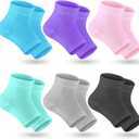 Selizo 6 Pairs Heel Moisturizing Socks Open Toe Socks Cracked Gel Heel Socks Foot Toeless Heel Repair Socks for Women Dry Hard Cracked Feet, 6 Colors
