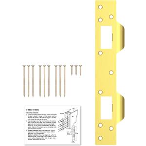 Door Strike Plate Reinforcement Plate for Exterior Interior Door Deadbolt Fix Door Frame Door Jamb, Latch Reinforcement Plate Security Striker for Use with 5-1/2 to 6 Hole, Steel, Brass, 1 Pack