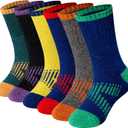 WEVIAS Kids Merino Wool Hiking Socks Boys Thermal Winter Cozy Boot Warm Cushion Socks 6 Pairs (13-15 Years)