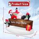 Christmas Inflatable Snowman with Penguins Decotation Blow Up 6FT Snow Man Santa Stops Here Sign Holiday Yard Decoration Gift Box, Perfect for Outdoor Lawn, Garden, or Front Porch Oranments Display