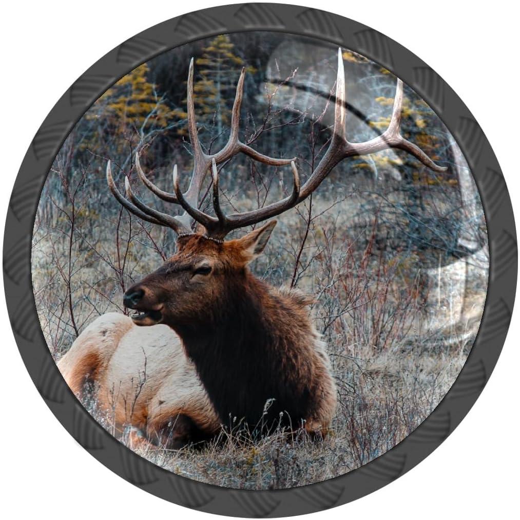 4 Pack Drawer Knobs Pulls Wildlife Elk Deer Crystal Glass Round Knobs Pulls Handles for Cabinets Dressers Kitchen Bathroom - Cupboards Wardrobes Hardware Furniture Knobs