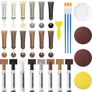 Oriflame Wood Furniture Repair Kit: 12-Color Filler and 8-Color Markers - Wood Touch Up for Scratches/Cracks/Holes/Stains in Floors/Table/Cabinets(Hardwood/Laminate)