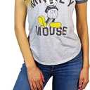Disney Womens Mickey Mouse Burnout Ringer Tee Heather Grey (Heather Grey Mickey, Small)