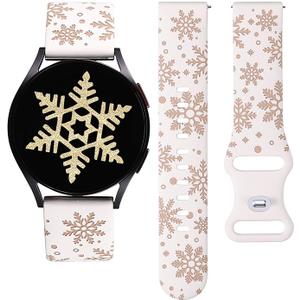 Wearlizer Christmas TwoTone Snowflake Engraved Bands 20mm Compatible with Samsung Galaxy Watch 7/FE/6/5/4/Active 2 Band 40mm 44mm/Watch 5 Pro 45mm/Watch 6/4 Classic, Women Cute Soft Silicone Strap