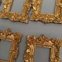 Thyle 16 Pcs Mini Picture Frame Ornaments for Christmas Tree Gold Vintage Photo Frames Antique DIY Rectangle Tiny Resin Picture Hanging Ornaments with Velvet Ribbon for Xmas Tree Holiday Party Decor