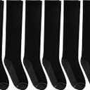 Hanes Men's Crew Socks Pack, 6-pair Pack, Max Cushion Moisture-wicking Stay Dry Athletic Over-the-calf Socks for Men (Black, L)