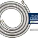 20 FT Stainless Steel Braided Ice Maker Supply Line 1/4 Compression x 1/4 Compression Fittings, Lead Free, Burst Proof, Universal Fit, NSF/UPC Certified 