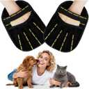 2 Pack Pet Hair Remover Glove for Couch, Reusable Cat and Dog Hair Removal Tool for Sofa, Carpet, Bedding, Car Seats and Clothes, Black