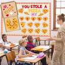 Epakh 44 Pcs Valentine's Day Bulletin Board Pizza Theme Classroom Decoration Valentine's Day Pizza Paper Cutouts Heart Wall Decor for Birthday Wedding Anniversary Party Decor