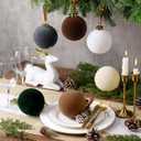 6 Pcs Christmas Velvet Balls 4 Inch Large Flocked Christmas Hanging Ornaments Mixed Color Handmade Velvet Balls Xmas Tree Ornaments Xmas Tree Bulbs for Wedding Anniversary Party