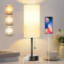 Bedside Table Lamp for Bedroom, 3-Color Small Lamps with Pull Chain, Bedroom Table Lamps for Night stands,Desk Reading Light AC Outlet Nightstand Lamp for Living Room Decor/Dorm/Office Bulb Included