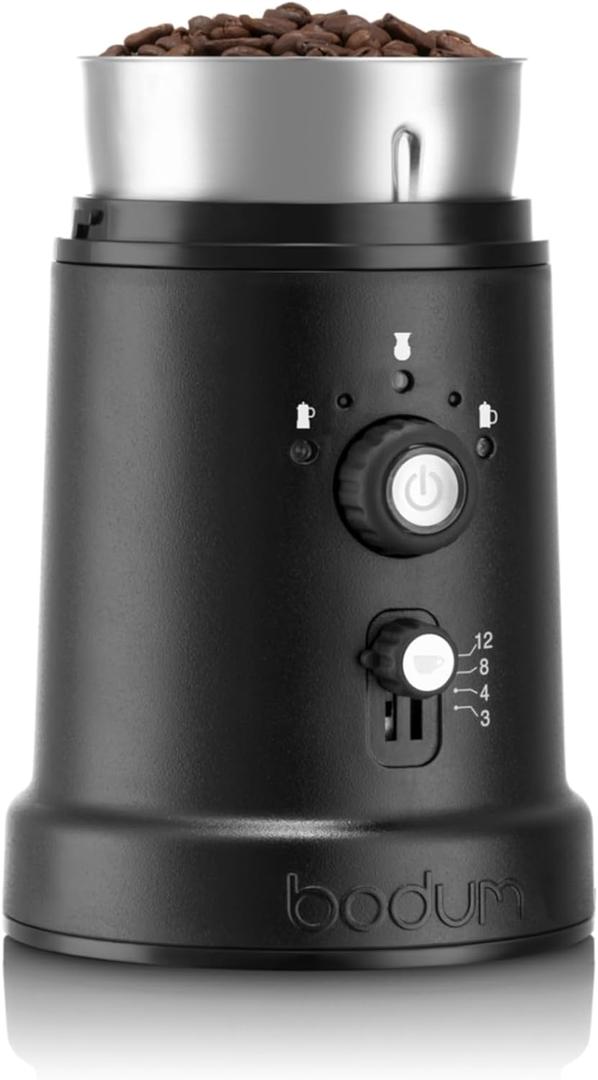 Bodum Bistro Electric Coffee Blade Grinder, Adjustable, 5 Grind Settings, 3 Ounces, Black 