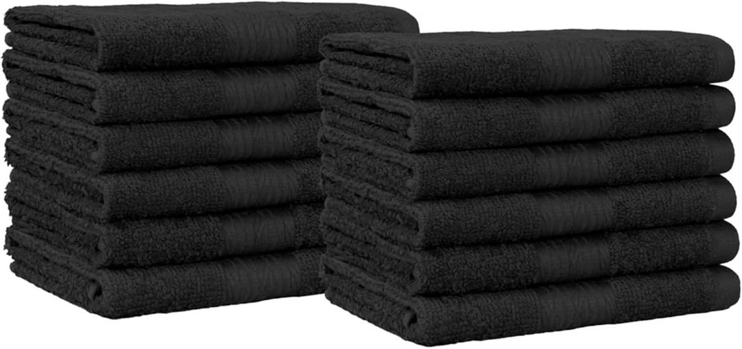 Amazon Basics Highly Absorbent Cotton Washcloths for Face, Soft, Machine Washable, Fade Resistant, 12 x 12 in, Black, 12-Pack