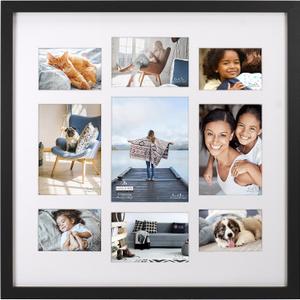 Malden International Designs Black 9 Opening 4x6 Matted Collage Photo Wall Frame