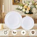 DaYammi 60PCS White Plastic Plates, Heavy Duty White Disposable Plates Premium 10inch Dinner Plates Hard Plastic Plates Disposable for Party Wedding Bridal Shower