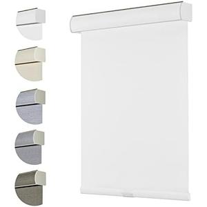 Persilux Window Blinds Cordless 100% Blackout Roller Shades for Window Shades with Textured Fabric (White, 34"W x 72"H) UV Protection Thermal Insulated Roller Blinds for Windows, Home, Bedroom, Door