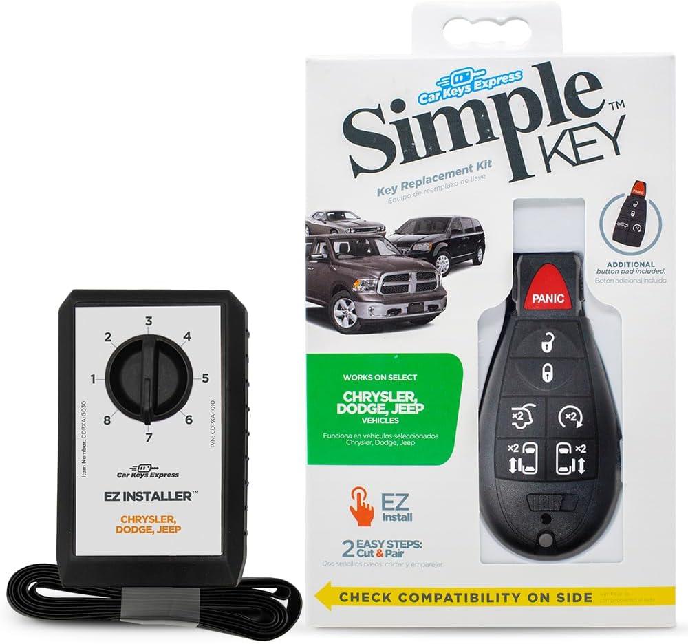 Simple Key Programmer & Key Fob for Select Chrysler, Dodge, Jeep, Ram, Volkswagen Vehicles (Interchangeable 5 & 7 Button keypads)